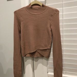 Kendall & Kylie Cropped Tan Sweater